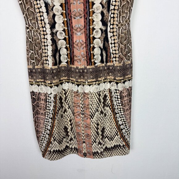 Just Cavalli Mixed Print Cap Sleeve Scoopneck Bodycon Mini Dress Size Medium M - Picture 10 of 11